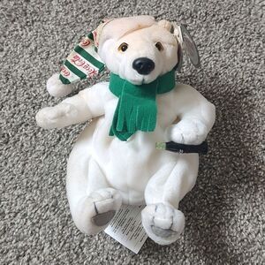 Style #0206‎ Coca Cola Bean Bag Plush Polar Bear In Long Striped Cap